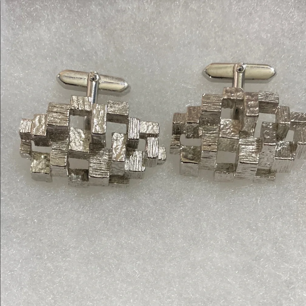 Silver Geometric Cufflinks